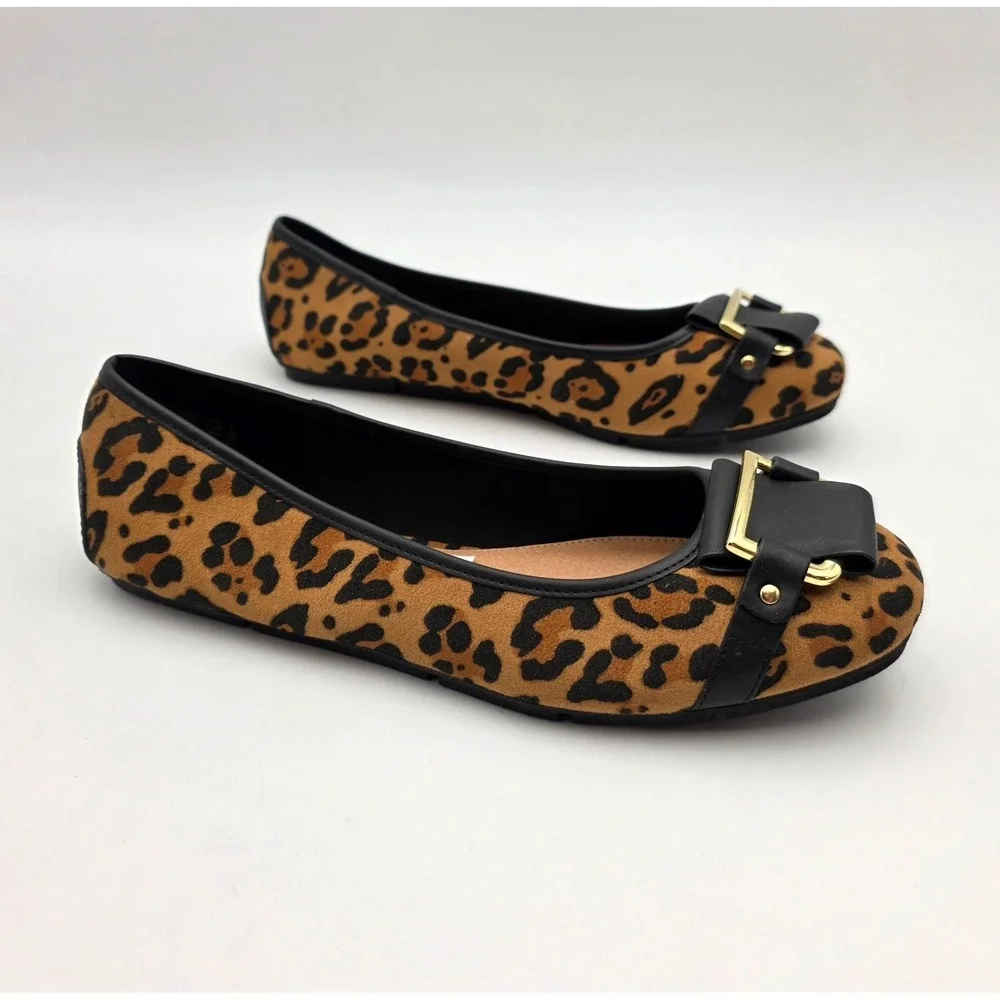 Christian Siriano for Payless Size 8 Ballet Slipper Flats Leopard Print W Buckle